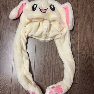 Cute Cream and Pink Bunny Hat with moving ears